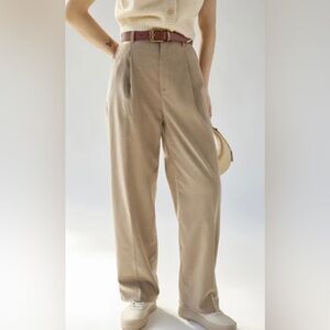 URBAN OUTFITTERS Helena Menswear Relaxed Boho Preppy Trouser Pants Beige…